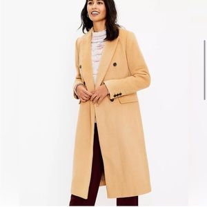 LOFT camel double breasted winter coat, long